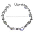 Natural Rainbow Moonstone Gemstone 925 Sterling Silver Bracelet Jewelry